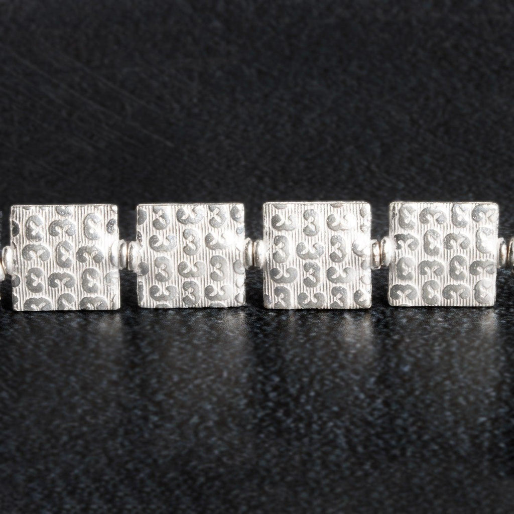 12mm Silver Plated Copper Abstract Embossed Squares - The Bead Traders
