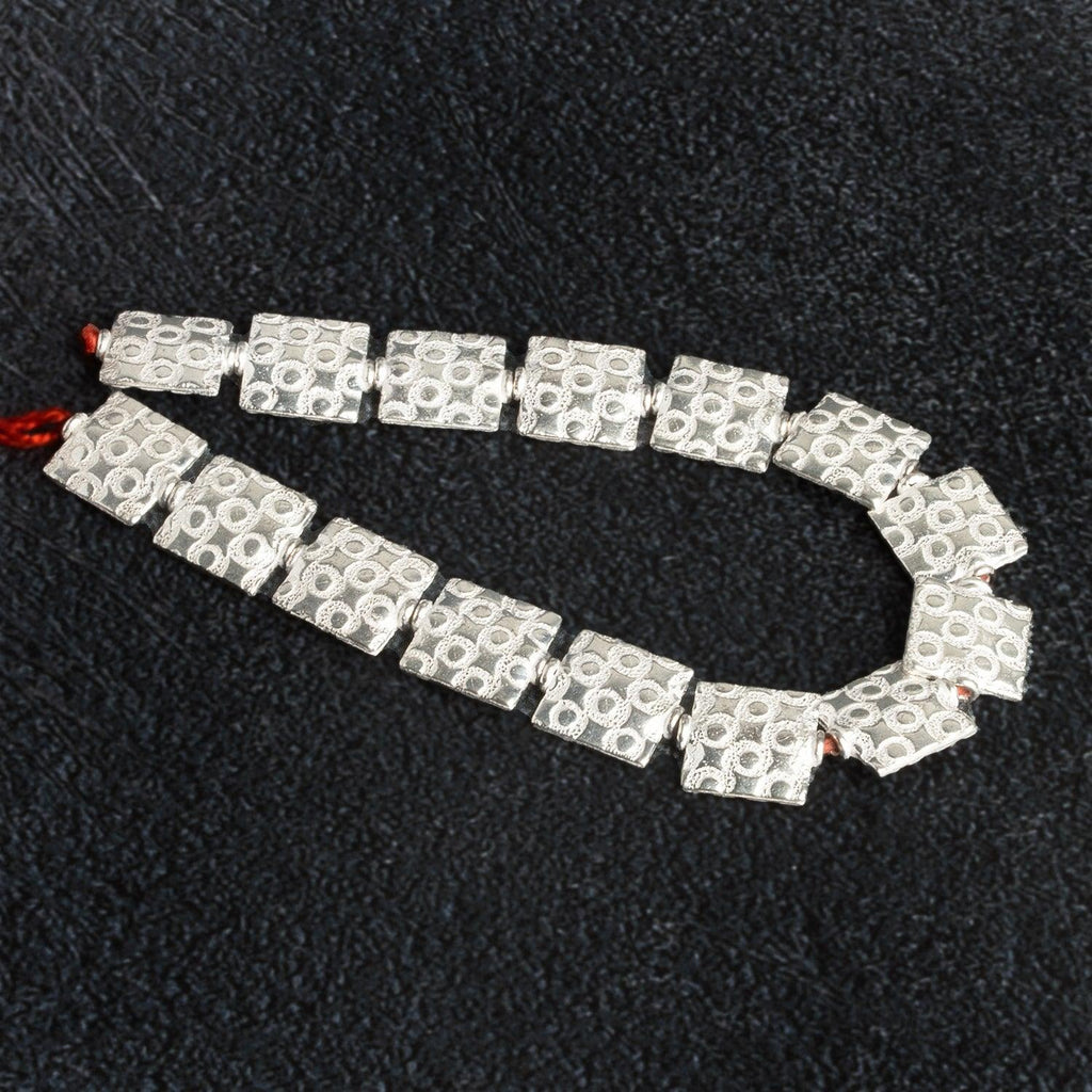 12mm Silver Plated Copper Ball Embossed Squares - The Bead Traders