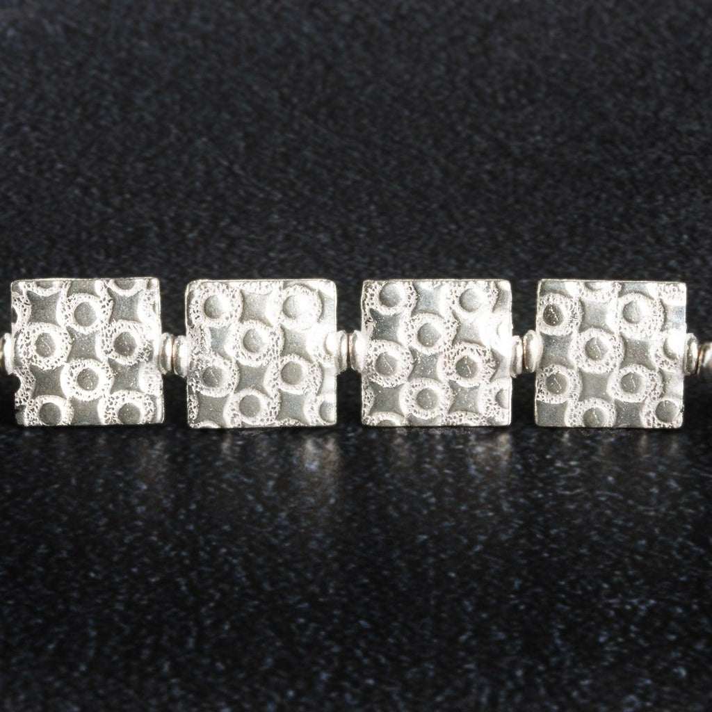 12mm Silver Plated Copper Ball Embossed Squares - The Bead Traders