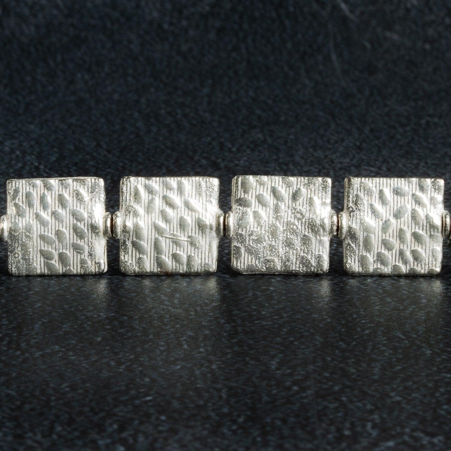 12mm Silver Plated Copper Cobblesone Embossed Squares - The Bead Traders