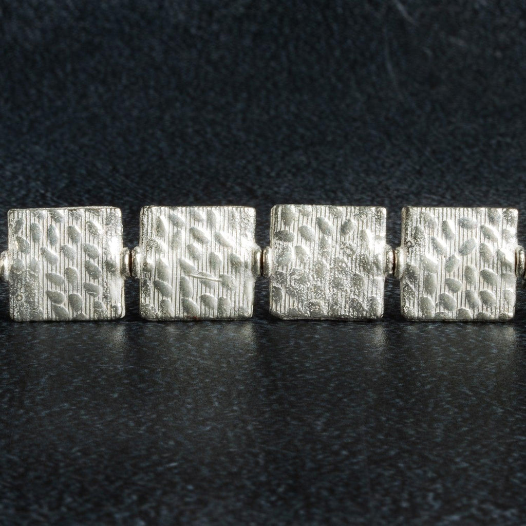 12mm Silver Plated Copper Cobblesone Embossed Squares - The Bead Traders