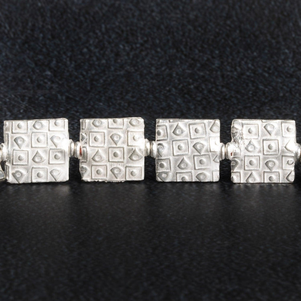 12mm Silver Plated Copper Geometric Embossed Squares - The Bead Traders