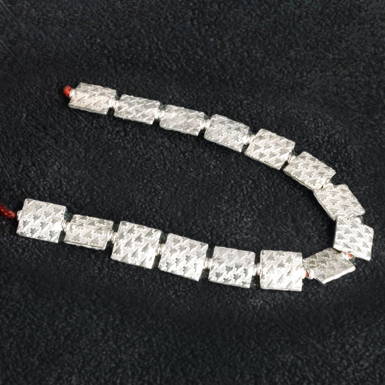 12mm Silver Plated Copper Tree Embossed Squares - The Bead Traders