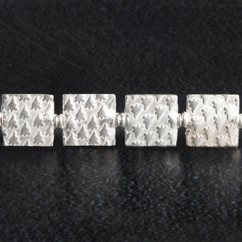 12mm Silver Plated Copper Tree Embossed Squares - The Bead Traders