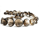 12mm Smoky Quartz Faceted Coin Beads 12 inch 29 pieces - The Bead Traders