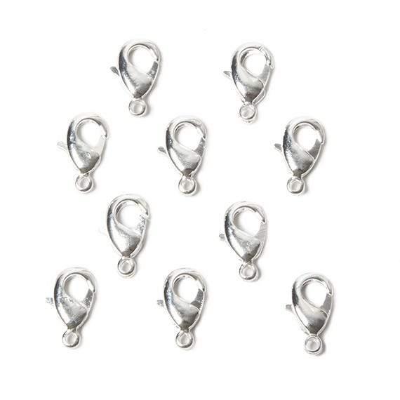 12mm Sterling Silver plated Lobster Clasp Set of 10 - The Bead Traders