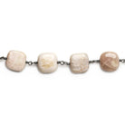 12mm Sunstone plain cushion Black Gold Chain by the foot 16 beads - The Bead Traders