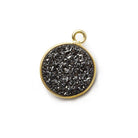 12mm Vermeil Bezel Platinum Grey Drusy Coin Pendant 1 piece - The Bead Traders