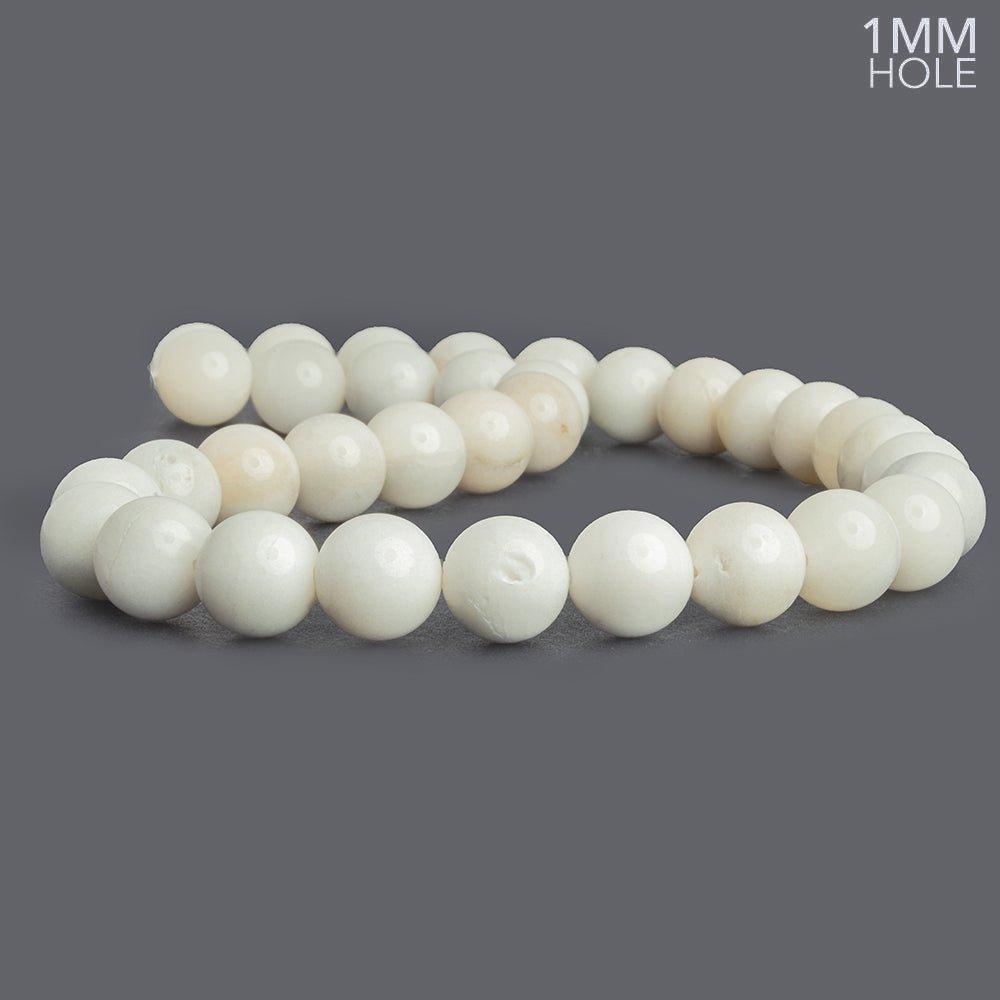 12mm White Jade Plain Round Beads 15 inch 39 pieces - The Bead Traders