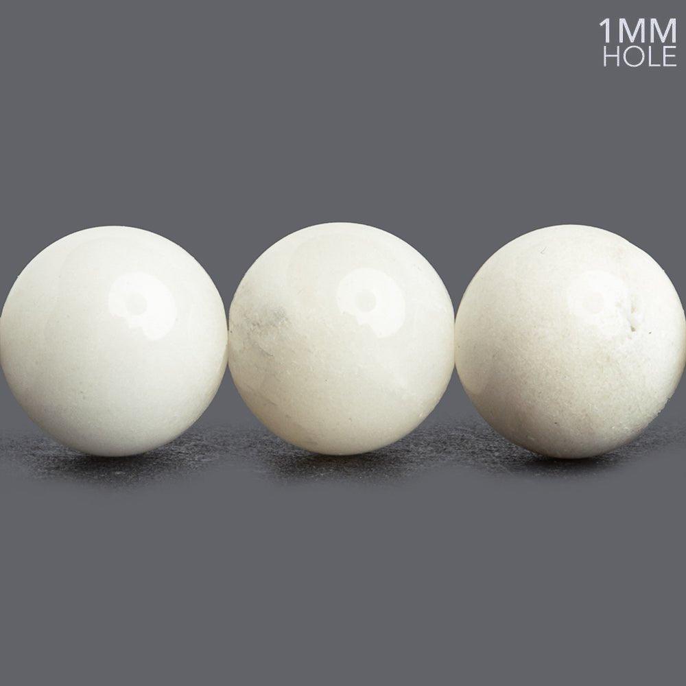 12mm White Jade Plain Round Beads 15 inch 39 pieces - The Bead Traders