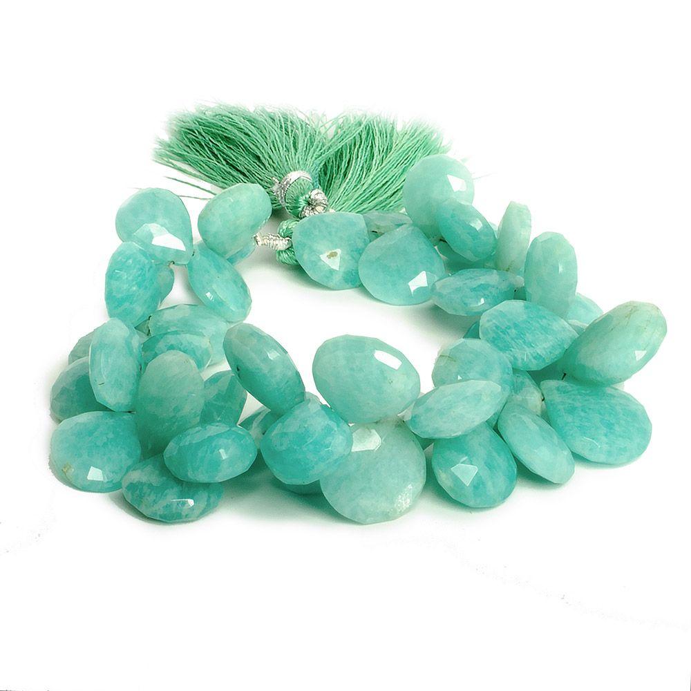 12x10mm-16x13mm Amazonite faceted heart beads 8 inch 43 pieces - The Bead Traders