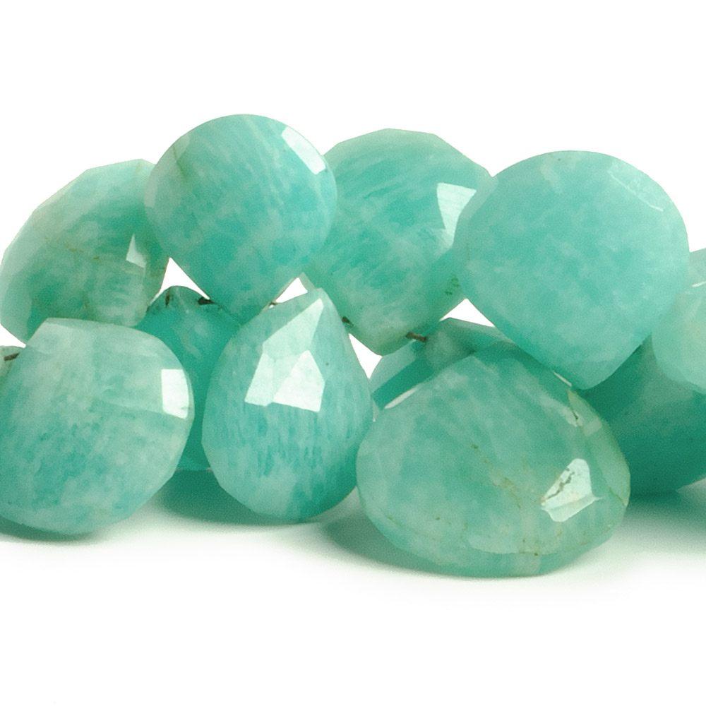 12x10mm-16x13mm Amazonite faceted heart beads 8 inch 43 pieces - The Bead Traders