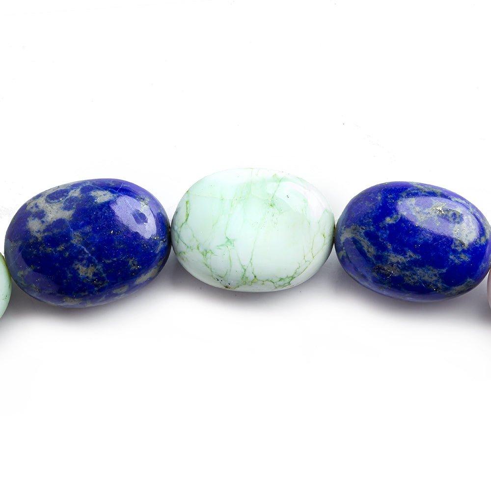 12x10mm-20x14mm Multi Gemstone Plain Oval Beads 16 inch 25 pieces - The Bead Traders