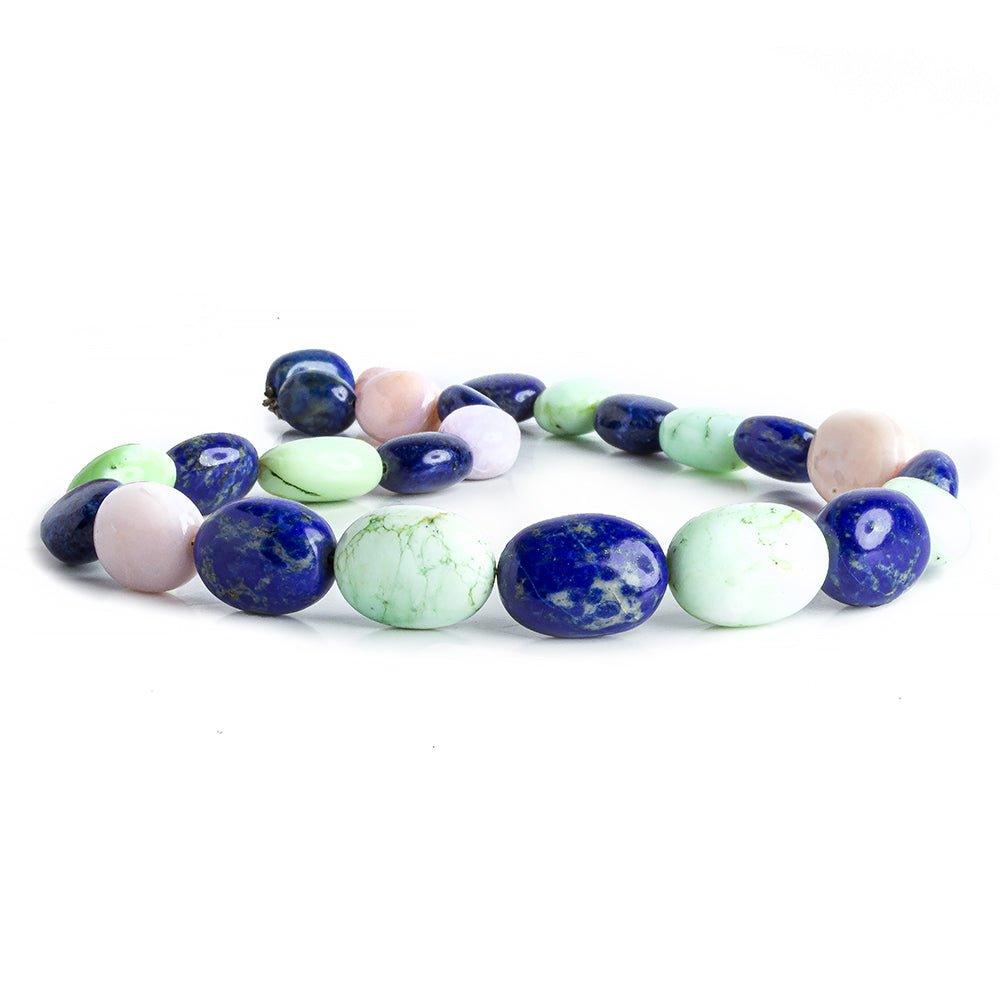 12x10mm-20x14mm Multi Gemstone Plain Oval Beads 16 inch 25 pieces - The Bead Traders