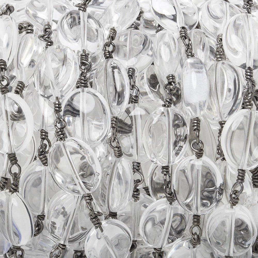 12x10mm Crystal Hydro Quartz plain oval Black Gold Chain by the foot 16 pieces - The Bead Traders
