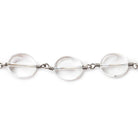 12x10mm Crystal Quartz plain ovals Black Gold plated Chain 17 pcs - The Bead Traders