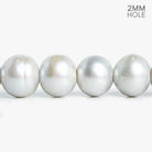 12x10mm Silver Large Hole Off Round Freshwater Pearls 8 inch 21 pieces - The Bead Traders