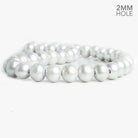 12x10mm Silver Large Hole Off Round Freshwater Pearls 8 inch 21 pieces - The Bead Traders