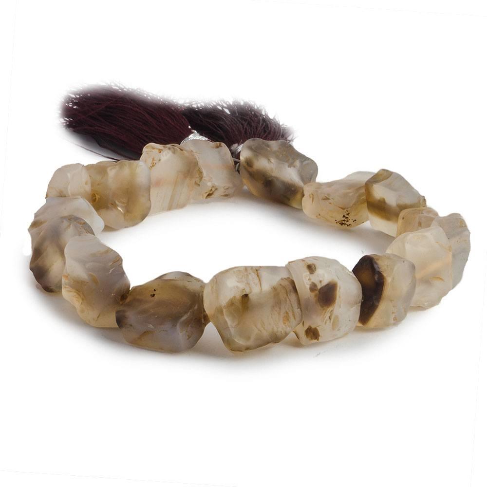 12x11-15x11mm Sepia Brown Agate Tumbled Hammer Faceted rectangle 8 inch 15 pcs - The Bead Traders
