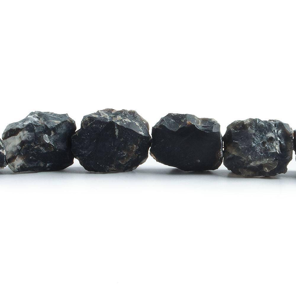 12x11-17x14mm Black Agate Hammer Faceted Rectangle Beads 8 inch 13 pieces - The Bead Traders