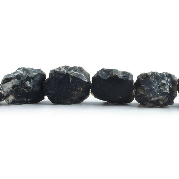 12x11-17x14mm Black Agate Hammer Faceted Rectangle Beads 8 inch 13 pieces
