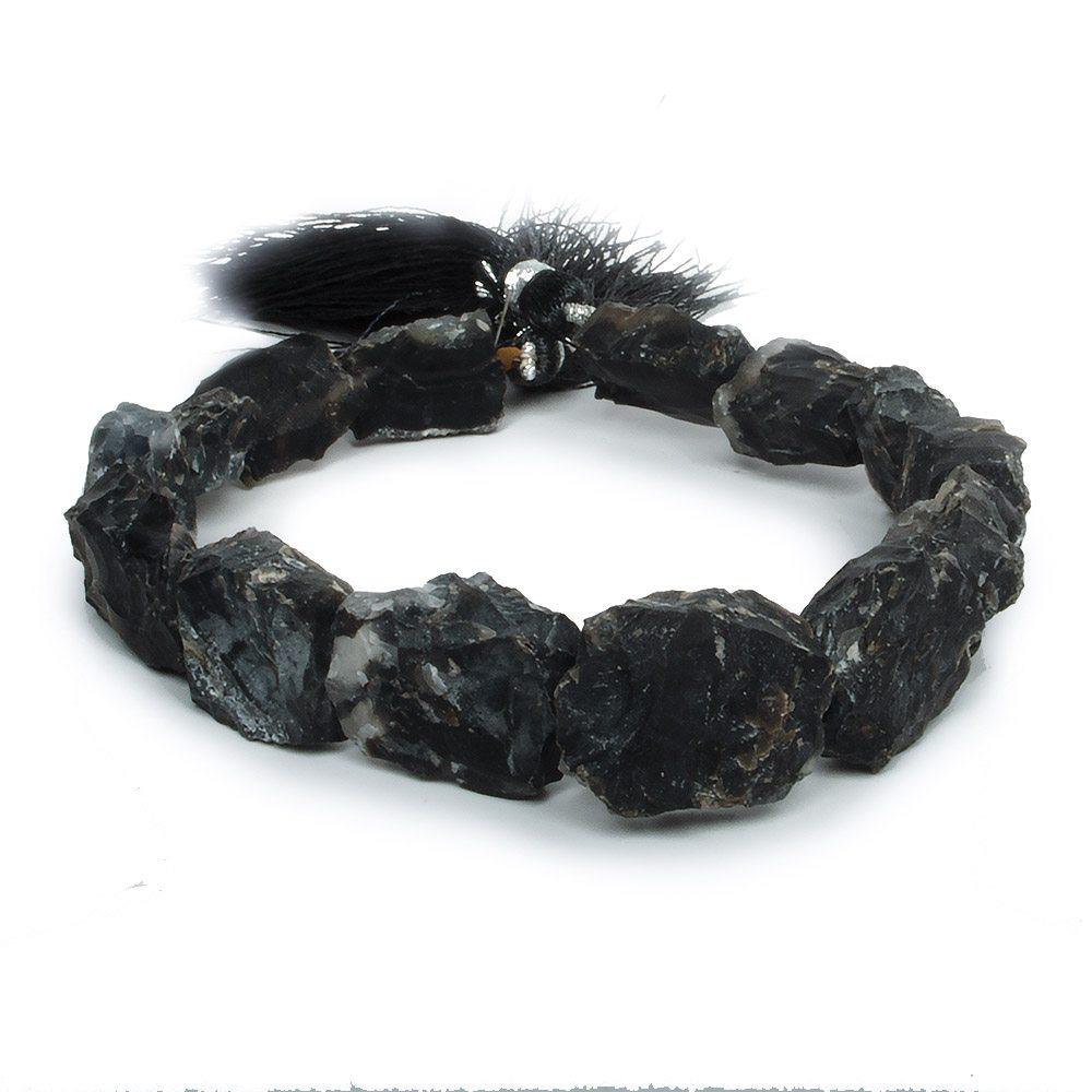 12x11-17x14mm Black Agate Hammer Faceted Rectangle Beads 8 inch 13 pieces - The Bead Traders