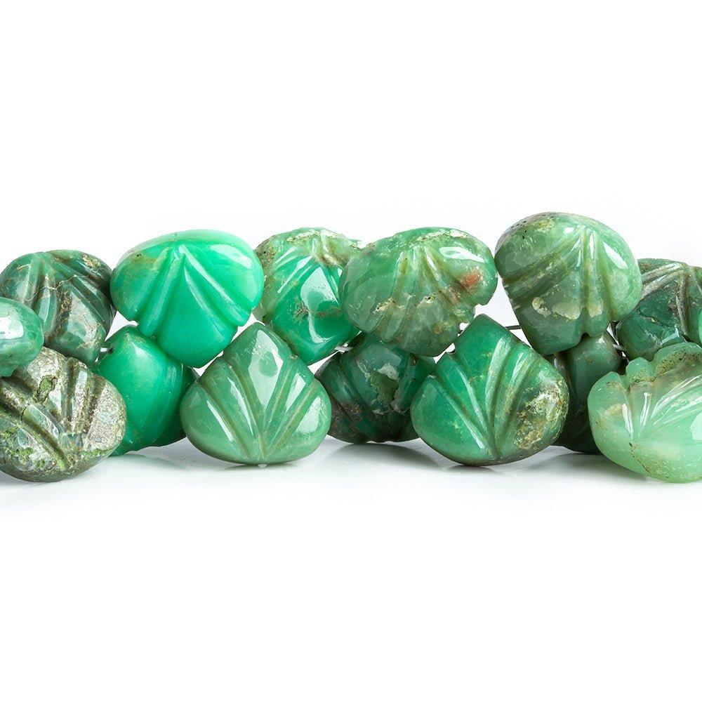 12x11mm-13x12mm Chrysoprase Carved Heart Beads 6.5 inch 33 pieces - The Bead Traders