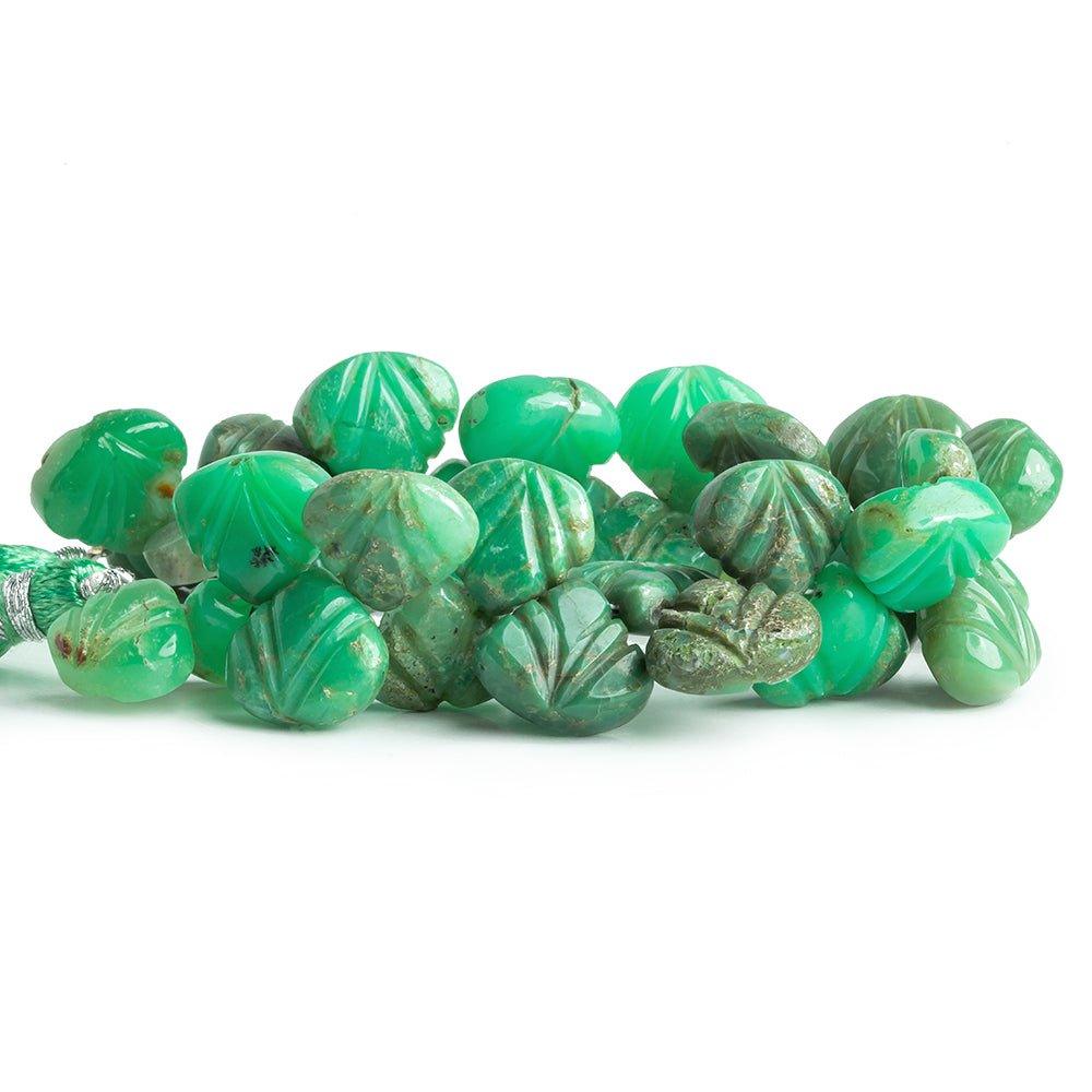 12x11mm-13x12mm Chrysoprase Carved Heart Beads 6.5 inch 33 pieces - The Bead Traders