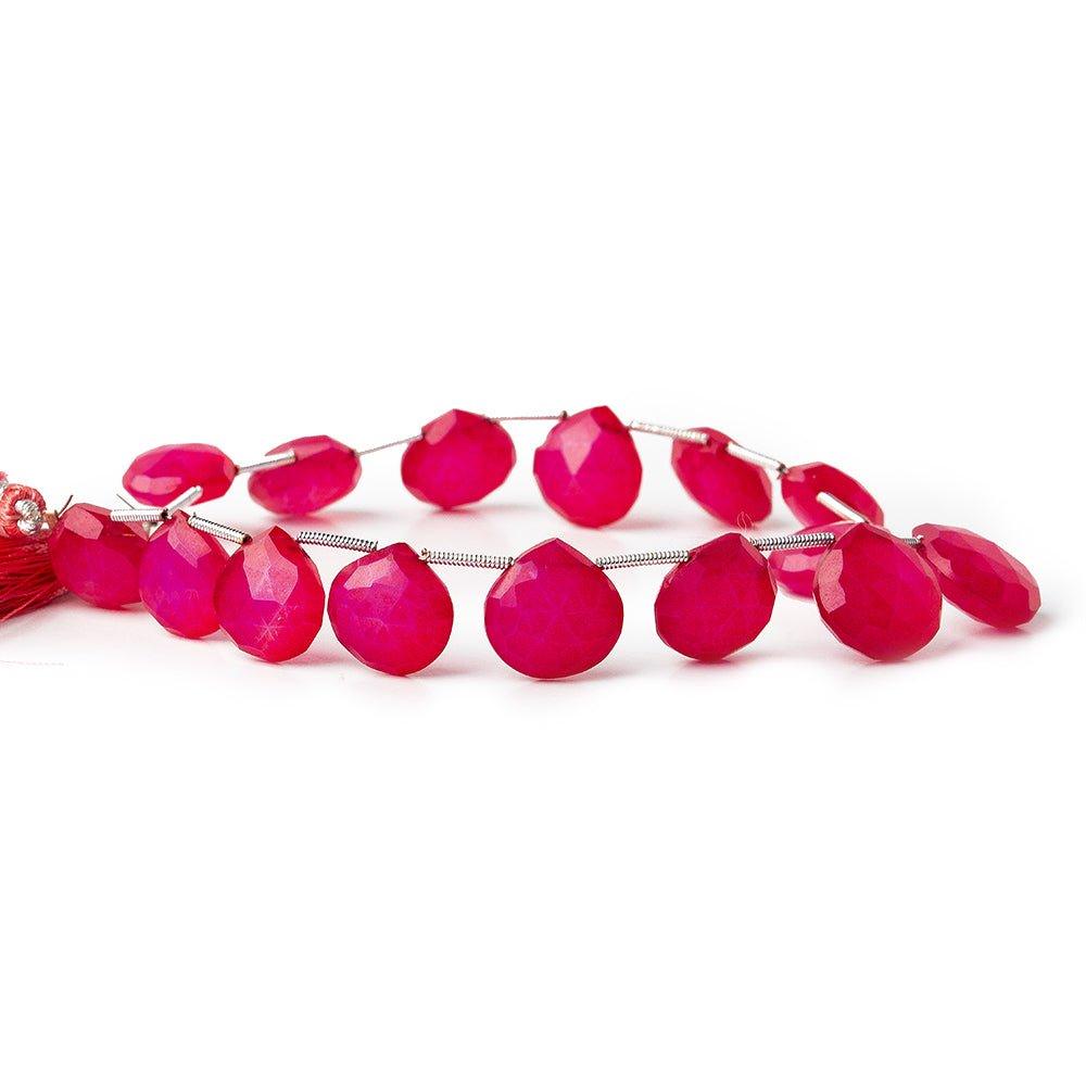 12x12-14x14mm Hot Pink Chalcedony faceted hearts 8 inch 15 pieces - The Bead Traders
