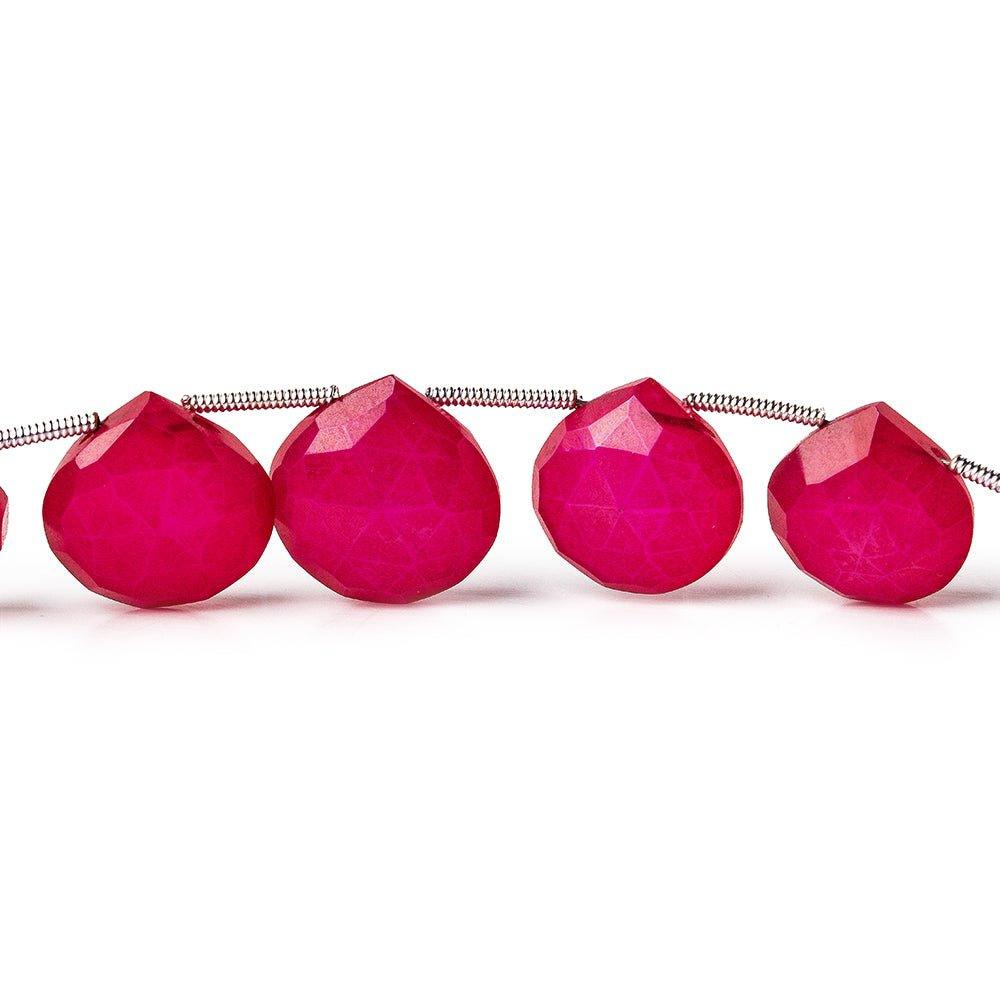 12x12-14x14mm Hot Pink Chalcedony faceted hearts 8 inch 15 pieces - The Bead Traders