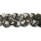 12x12-15x15mm Black Tourmalinated Quartz faceted heart beads 8 inch 40 pieces - The Bead Traders
