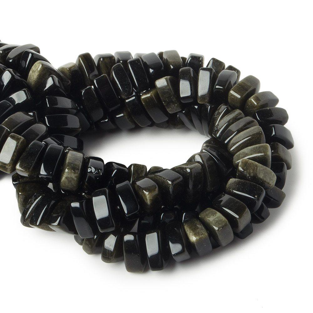 12x12x12mm Obsidian center drilled plain triangle beads 16 inch 65 pcs - The Bead Traders