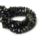 12x12x12mm Obsidian center drilled plain triangle beads 16 inch 65 pcs - The Bead Traders