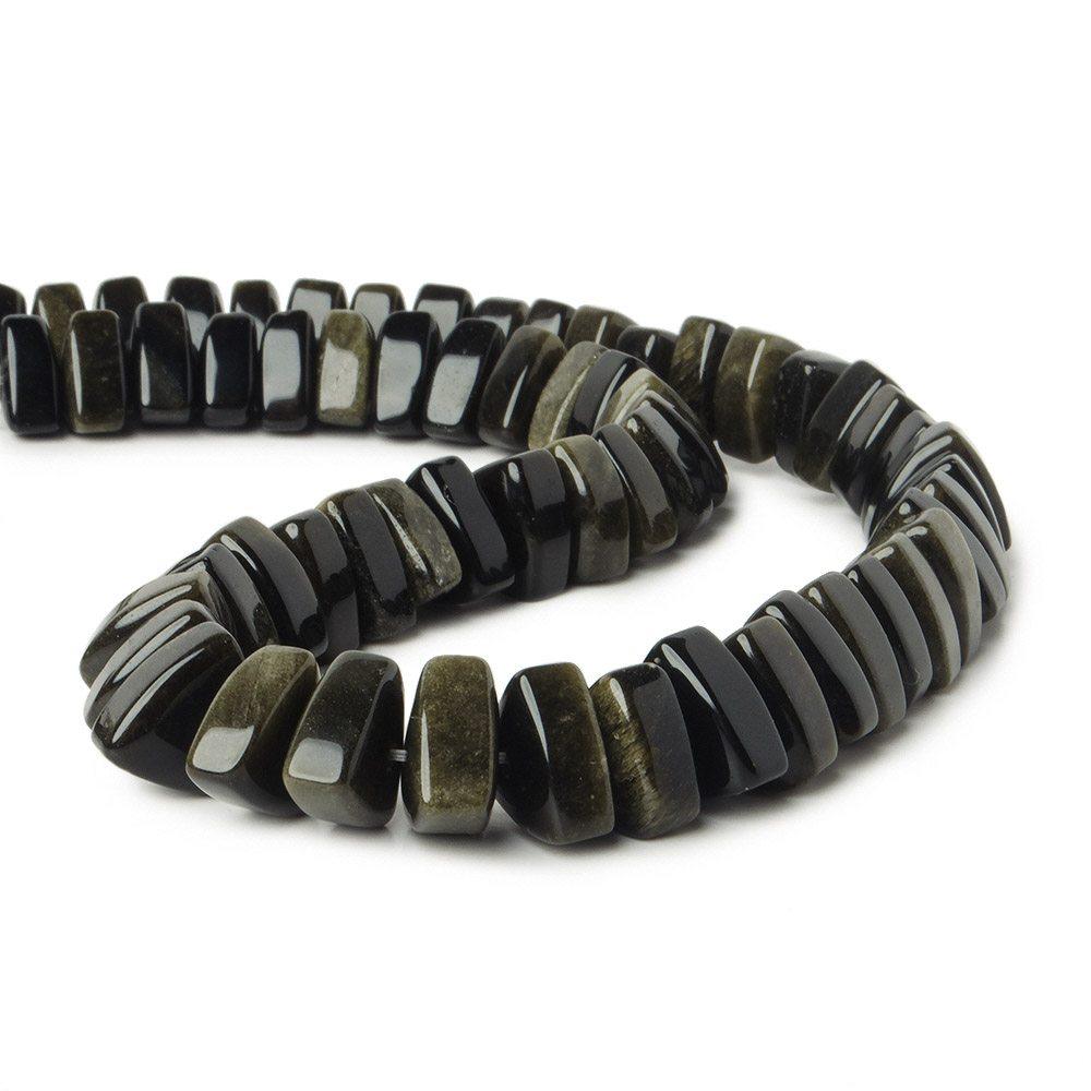12x12x12mm Obsidian center drilled plain triangle beads 16 inch 65 pcs - The Bead Traders