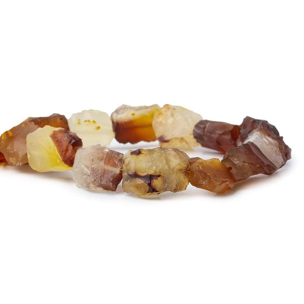 12x13-17x14mm Honey Agate Beads Hammer Faceted Rectangle, Multi-tonal 8 inch 14 pcs - The Bead Traders