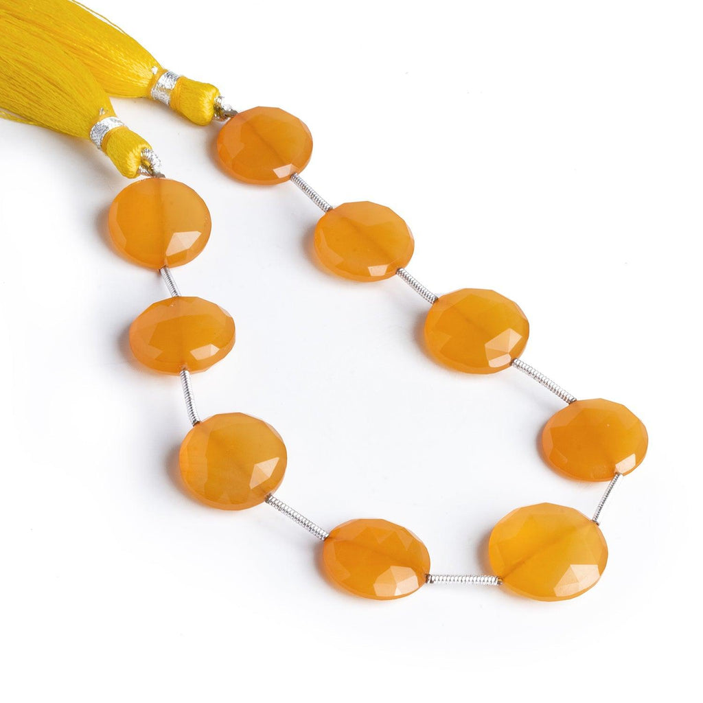 12x14mm Orange/Yellow Chalcedony faceted coins 9 beads - The Bead Traders