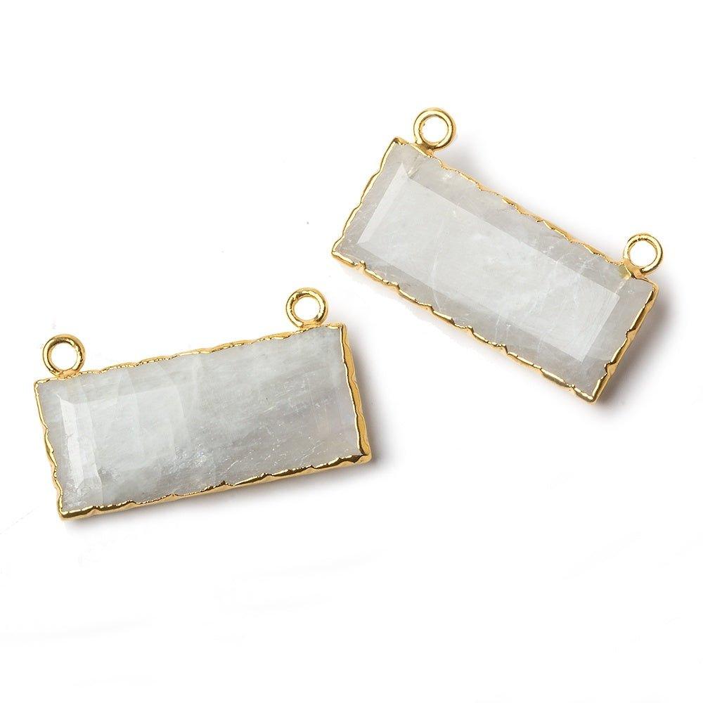12x26mm Gold Leafed Rainbow Moonstone East West Bar Connector 1 piece - The Bead Traders