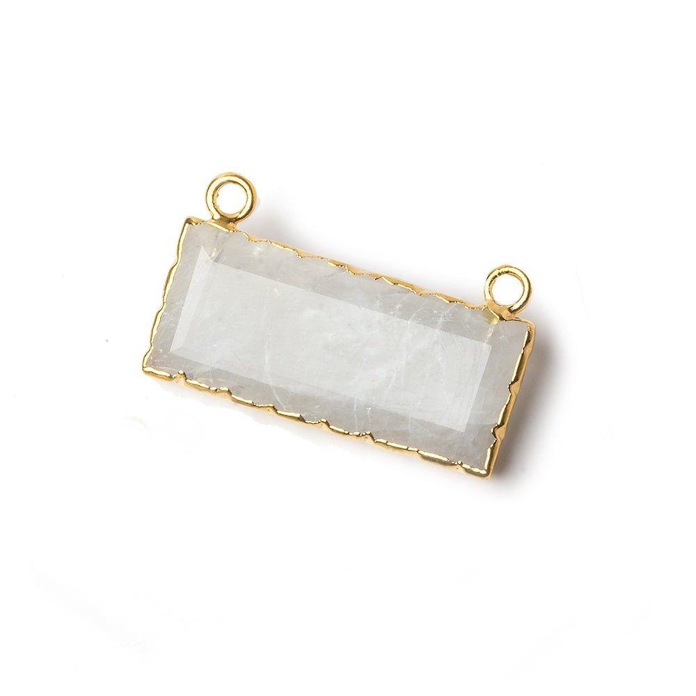 12x26mm Gold Leafed Rainbow Moonstone East West Bar Connector 1 piece - The Bead Traders