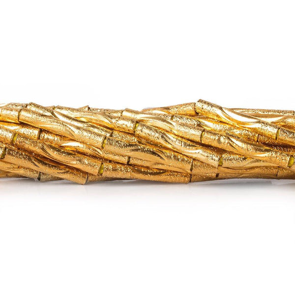 12mm 22kt Gold Plated Brass Tubes 8 inch 17 beads