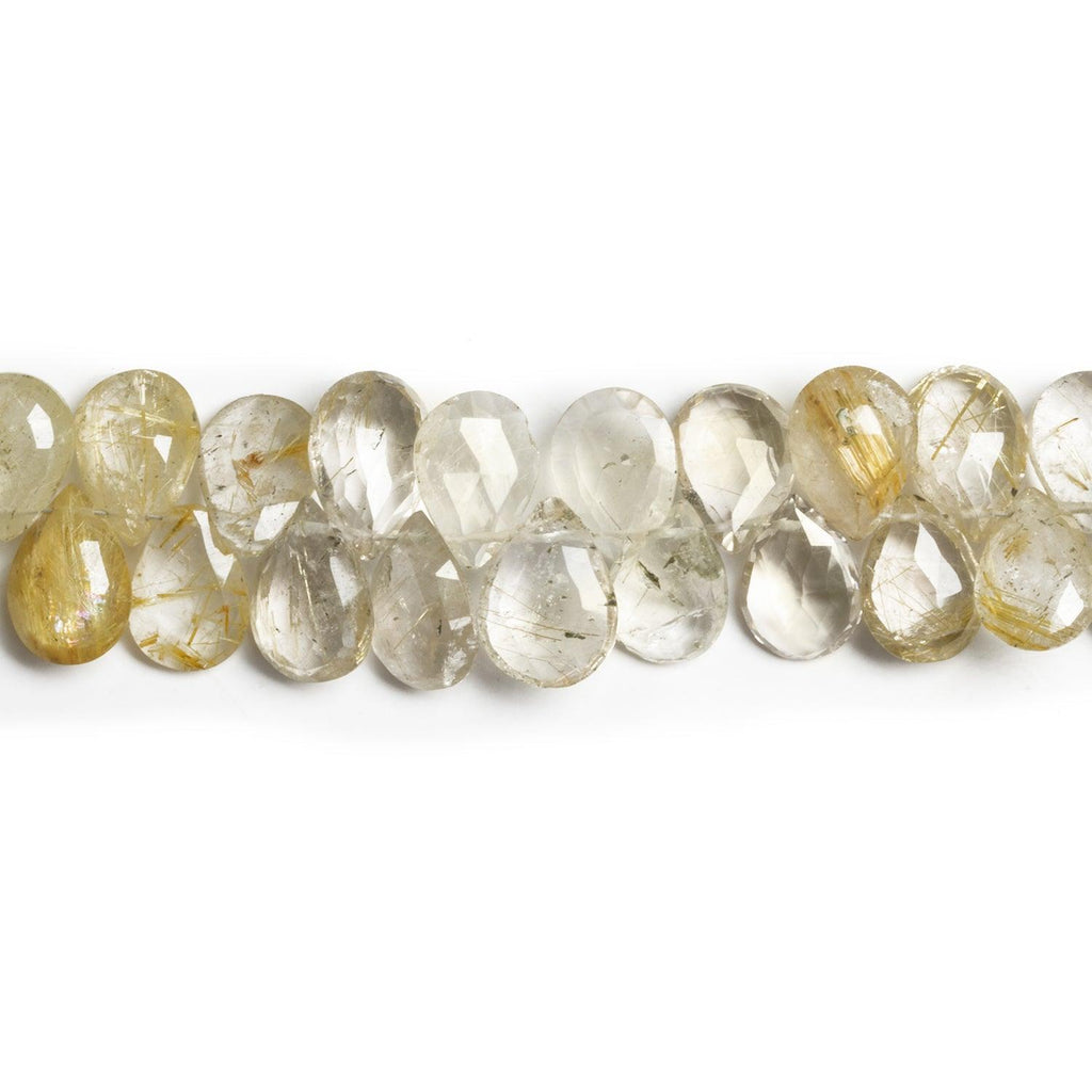 12x5mm Golden Rutilated Quartz Faceted Pears 8 inch 47 beads - The Bead Traders