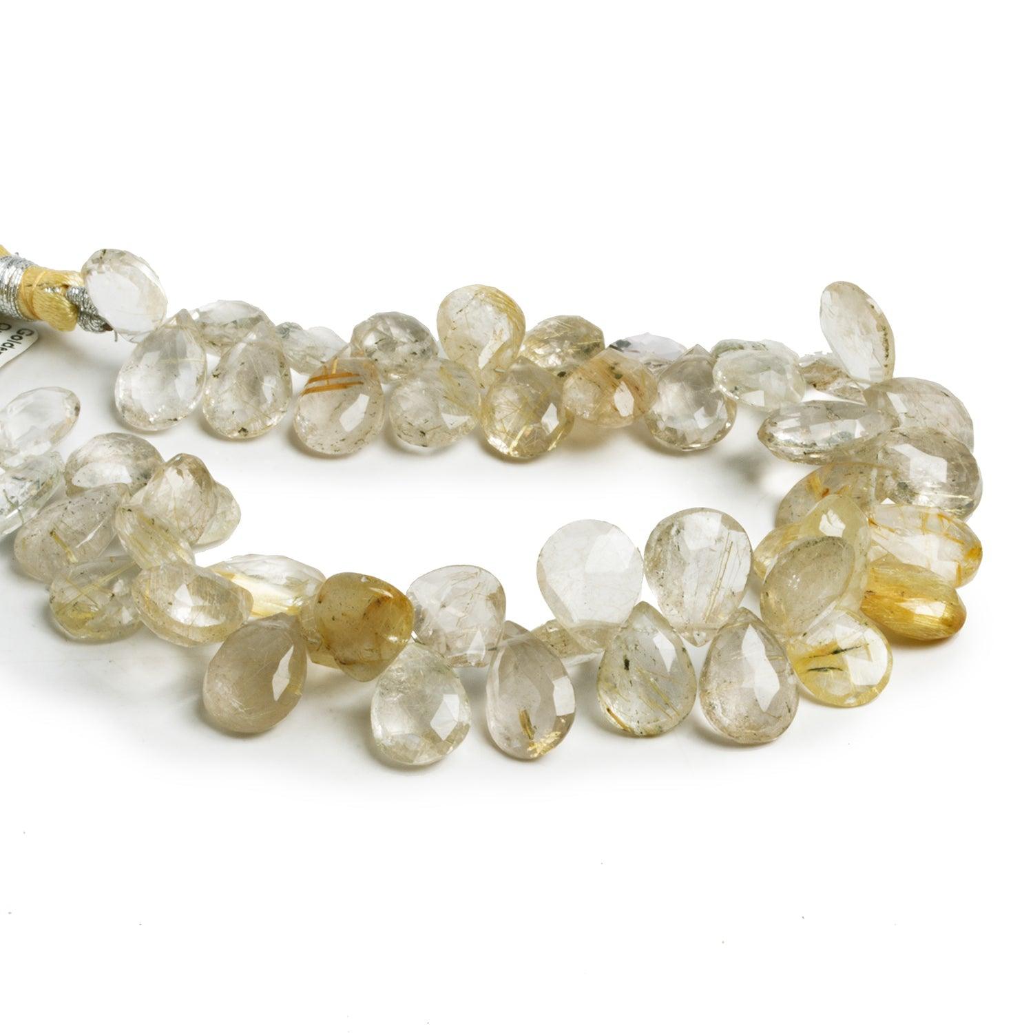 12x5mm Golden Rutilated Quartz Faceted Pears 8 inch 47 beads - The Bead Traders