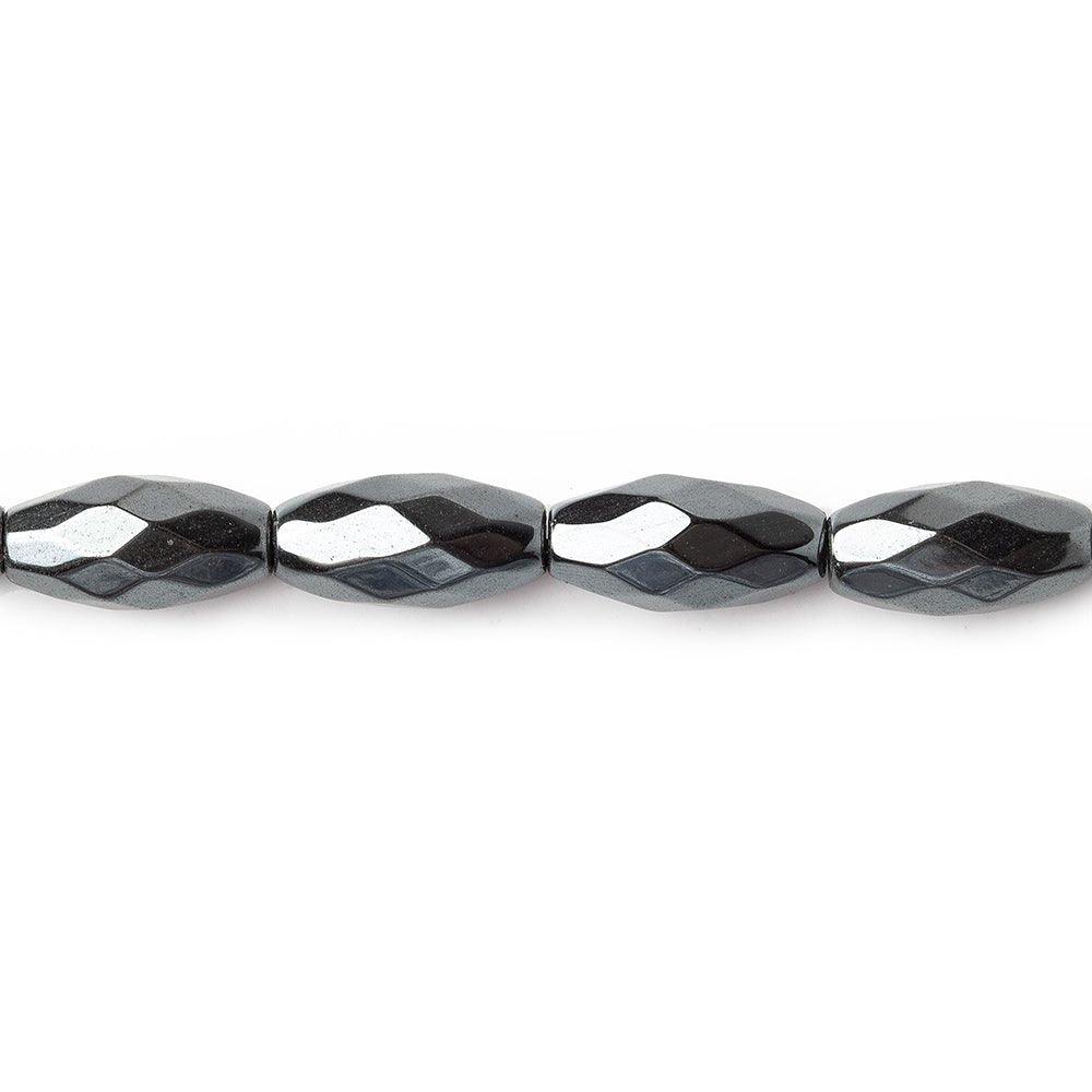 12x6mm Hematite Faceted Rice Tube Beads 15 inch 33 pieces - The Bead Traders