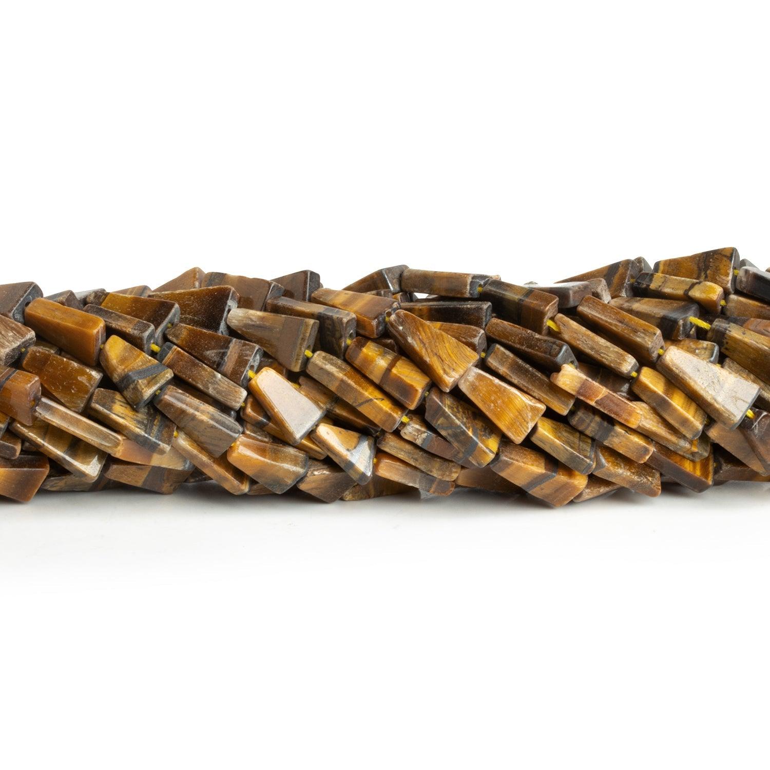 12x6mm Tiger's Eye Handcut Triangles 12 inch 31 beads - The Bead Traders