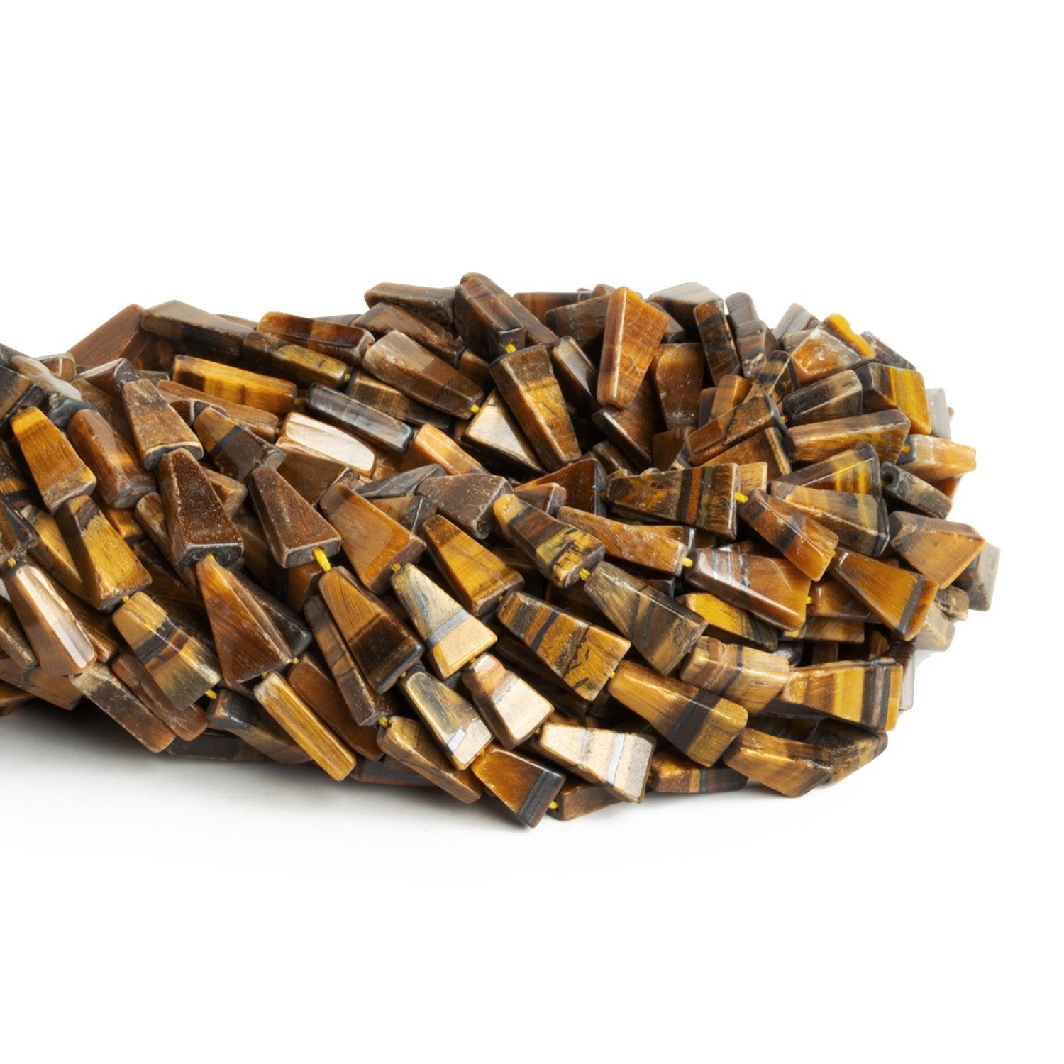 12x6mm Tiger's Eye Handcut Triangles 12 inch 31 beads - The Bead Traders