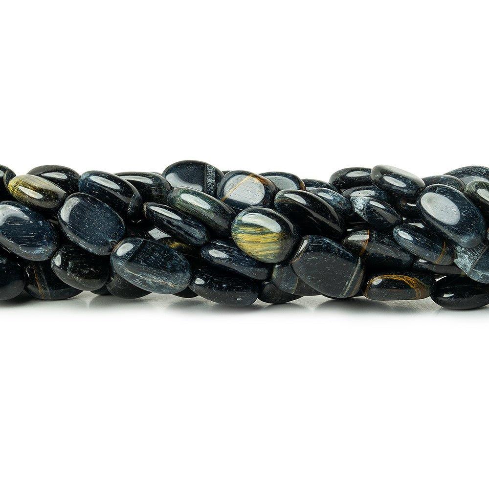 12x7mm Black Tiger Eye Plain Oval Beads 14 inches 33 beads - The Bead Traders