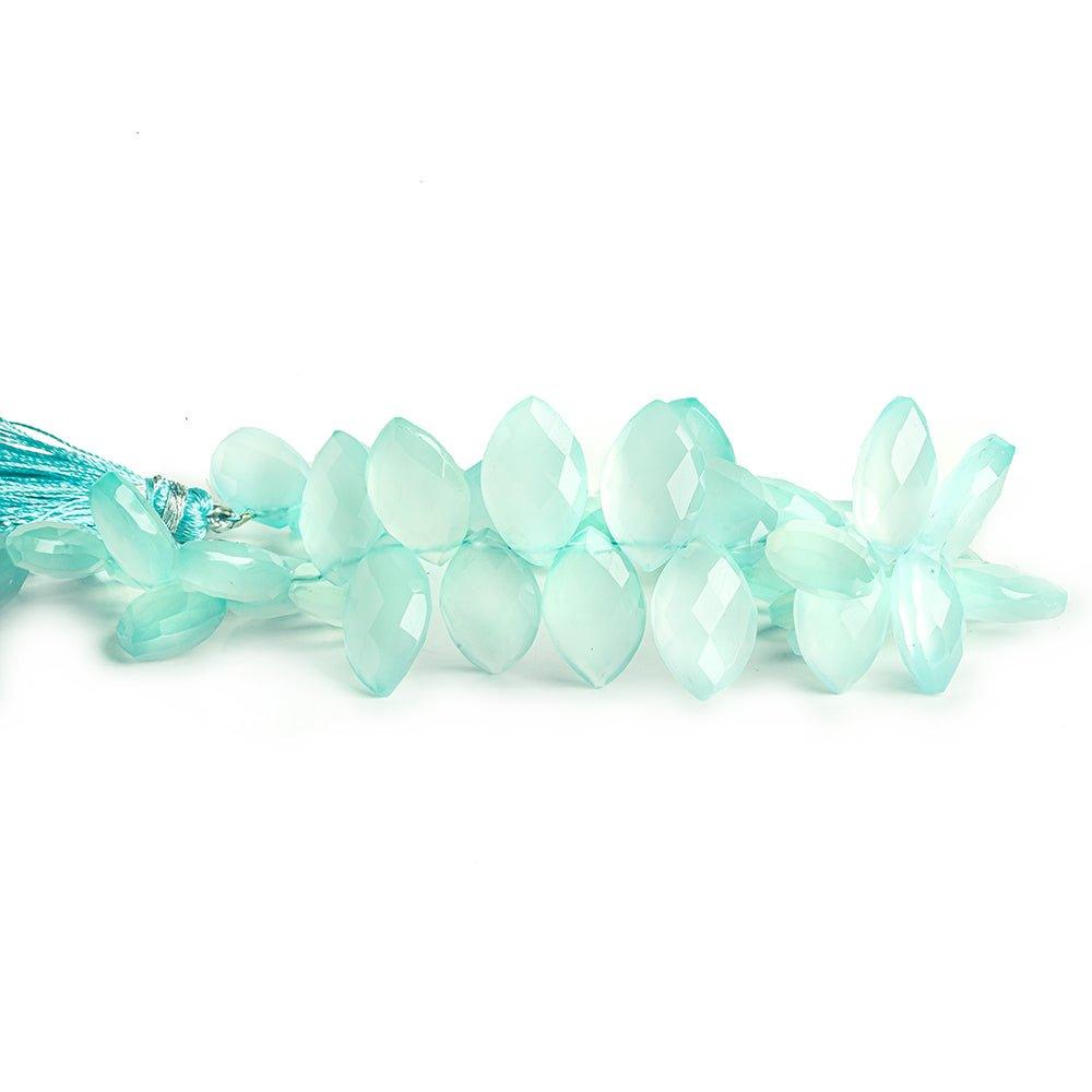 12x7mm Seafoam Blue Chalcedony top drilled faceted marquise 8 inch 53 beads - The Bead Traders