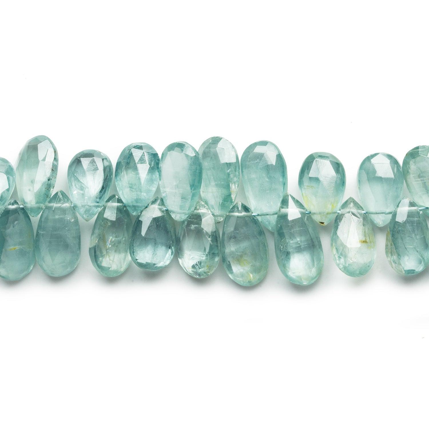 12x7mm Teal Kyanite Faceted Pears 8 inch 55 beads - The Bead Traders