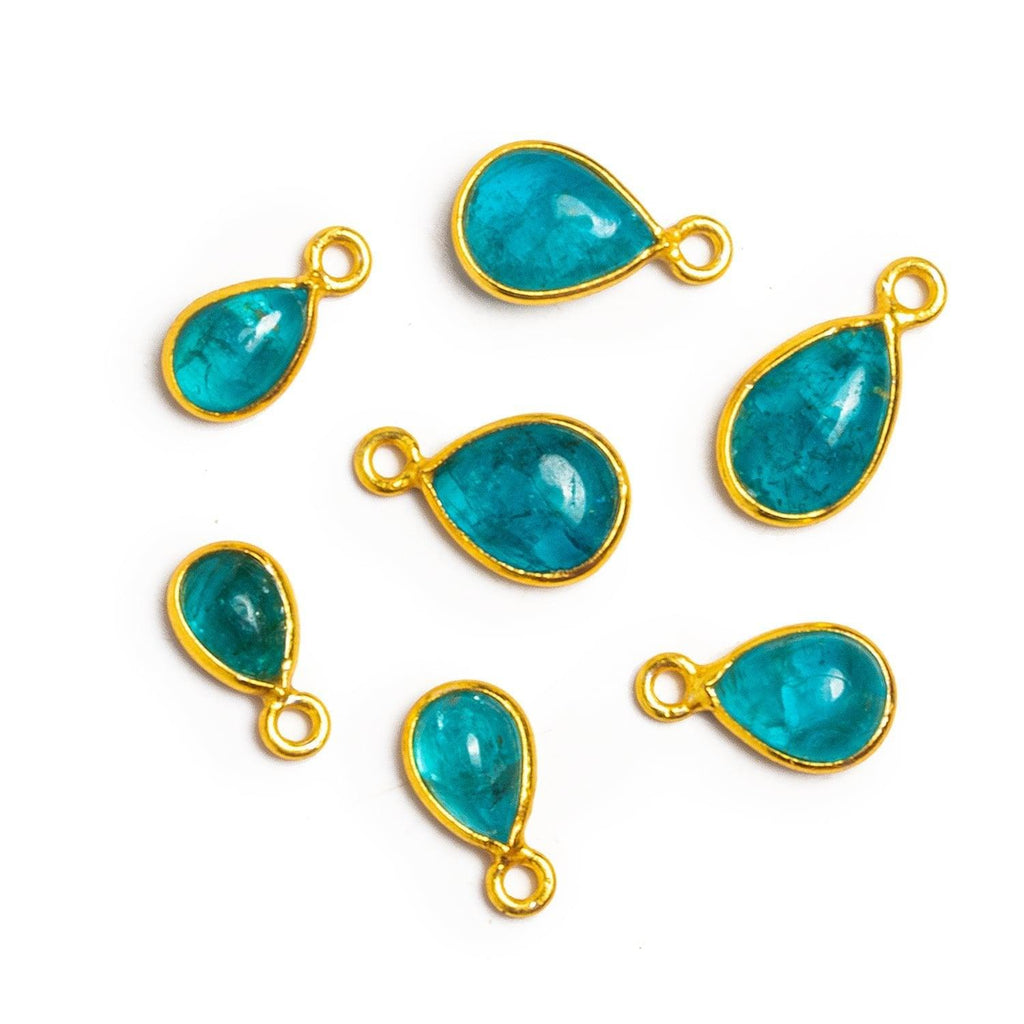 12x7mm Vermeil Bezeled Apatite Pear Pendant 1 Bead - The Bead Traders