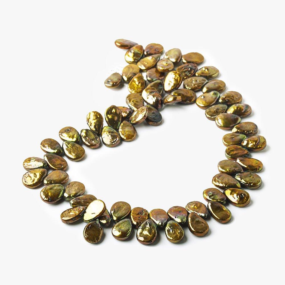 12x8-14x10mm Golden Brown Pear Blister Freshwater Pearls 15 inch 60 pieces - The Bead Traders