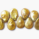 12x8-14x10mm Golden Green Pear Blister Freshwater Pearls 15 inch 60 pieces - The Bead Traders